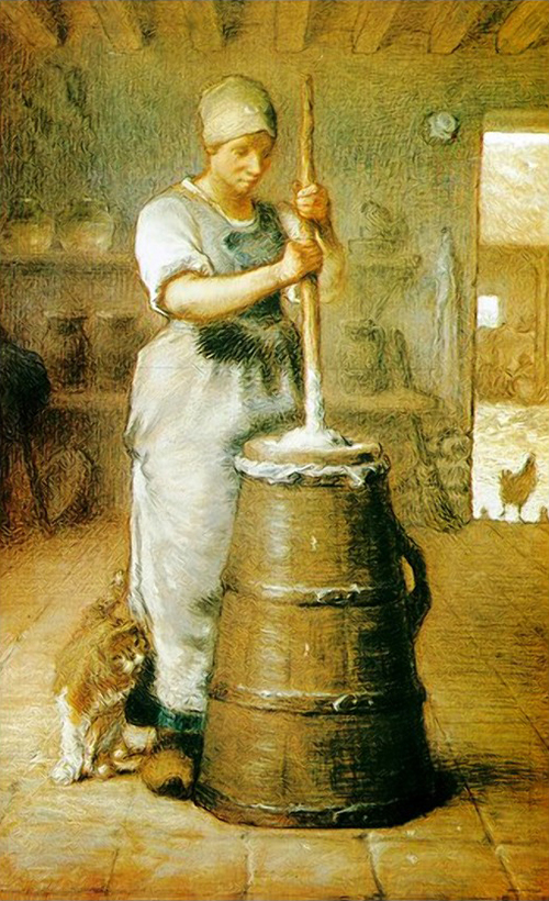Woman Churning Butter